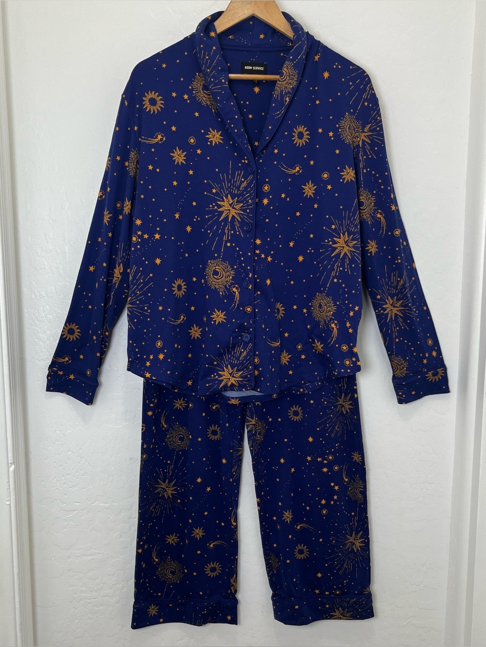 Vintage Vibes Celestial Sun & Moon Pajama Set Astrology Pjs Size M